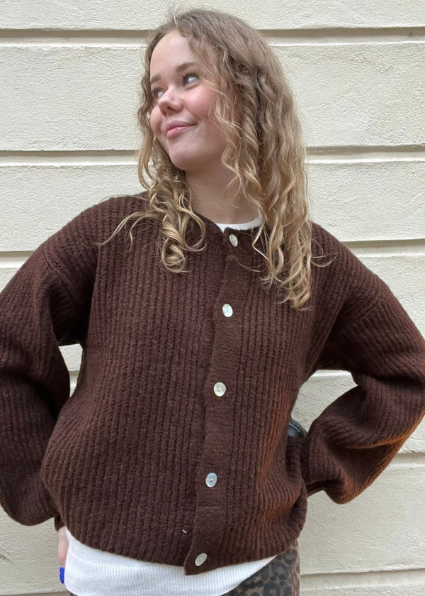 ØST London Frida Wool Cardigan in Brown