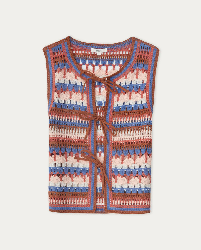 YERSE Multicolour Crochet Vest In Tile