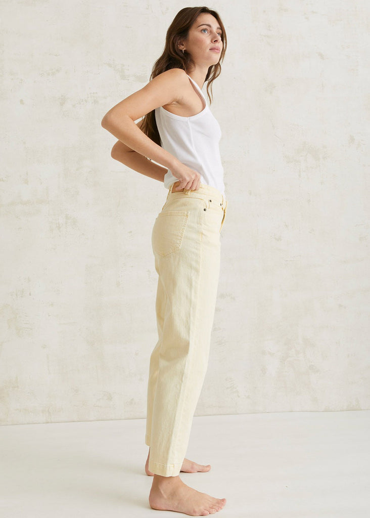 YERSE Straight Denim Trouser in Light Yellow