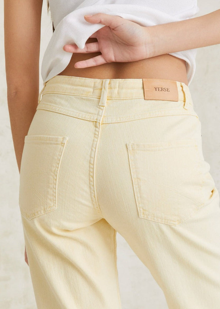 YERSE Straight Denim Trouser in Light Yellow