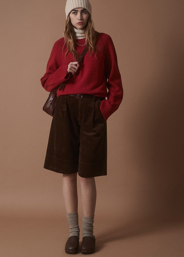 Corduroy Bermuda Shorts in Brown