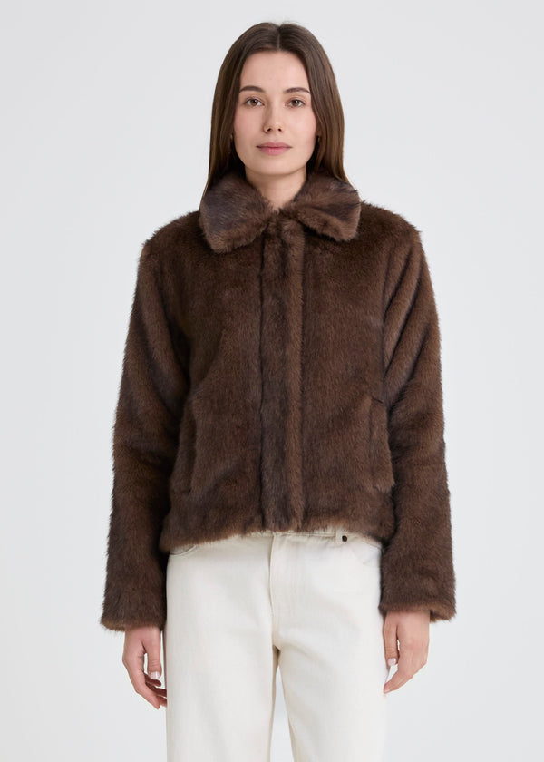 YERSE Coat Faux Fur Brown