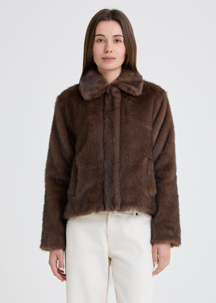 YERSE Coat Faux Fur Brown