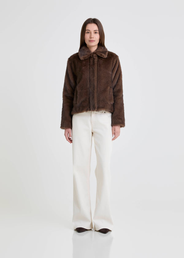 YERSE Coat Faux Fur Brown
