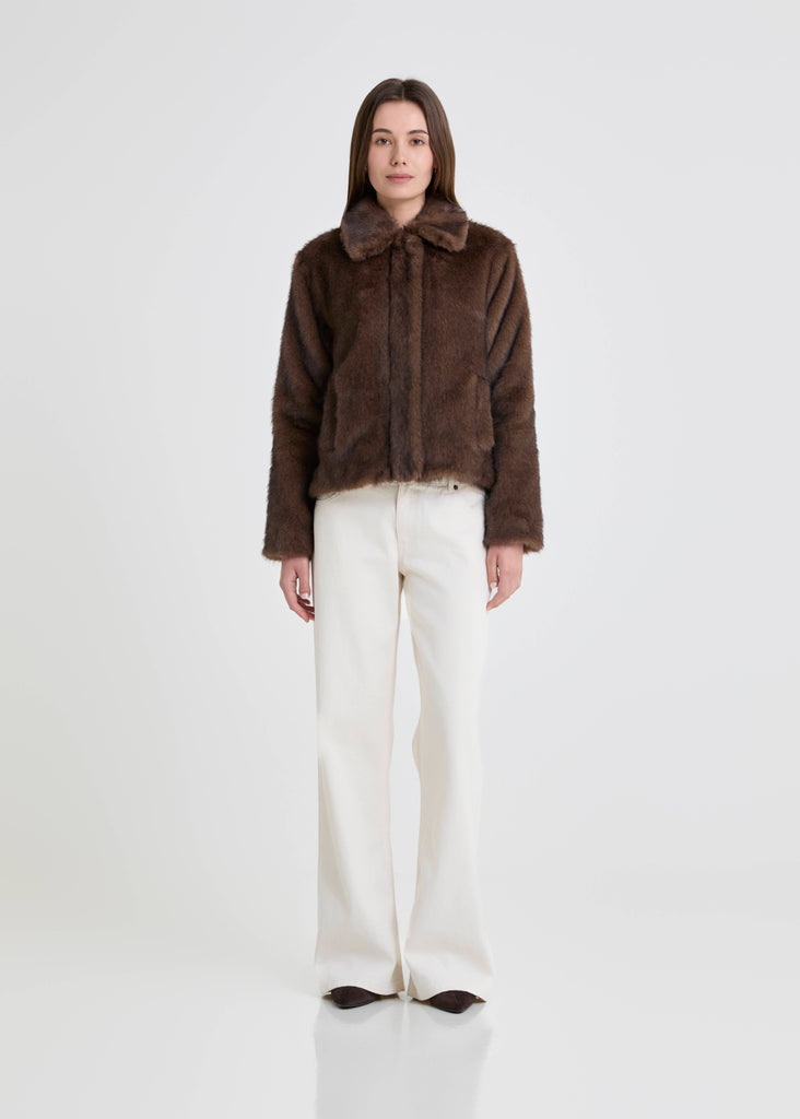 YERSE Coat Faux Fur Brown
