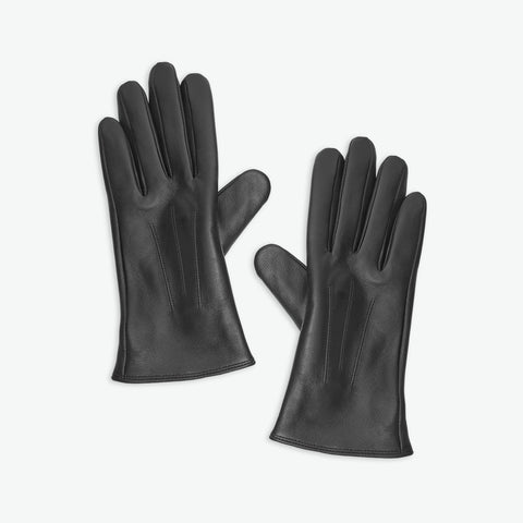 Pair of black gloves on a white background