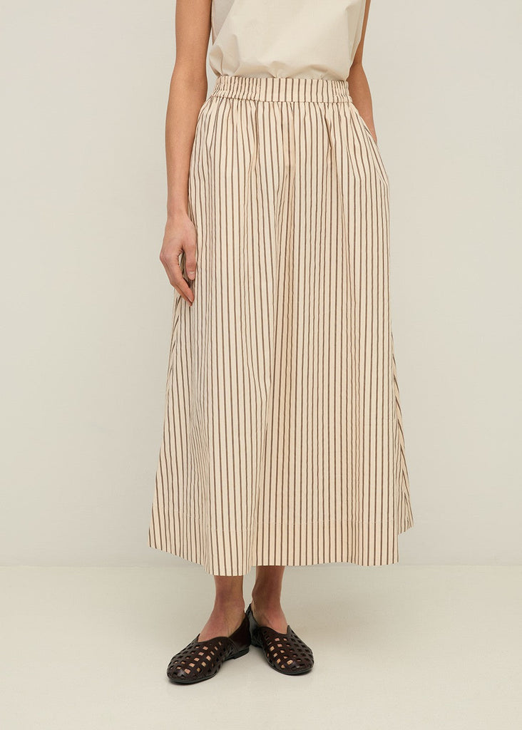 Long striped poplin skirt