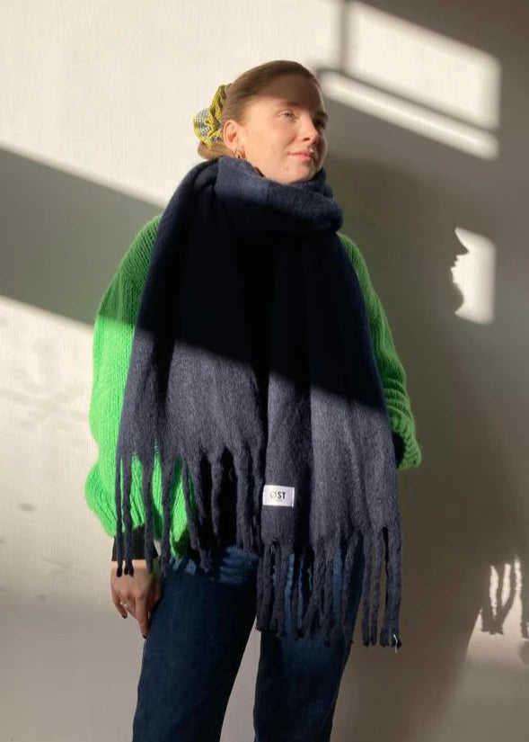 ØST LONDON Pernille Oversized Scarf in Navy Blue