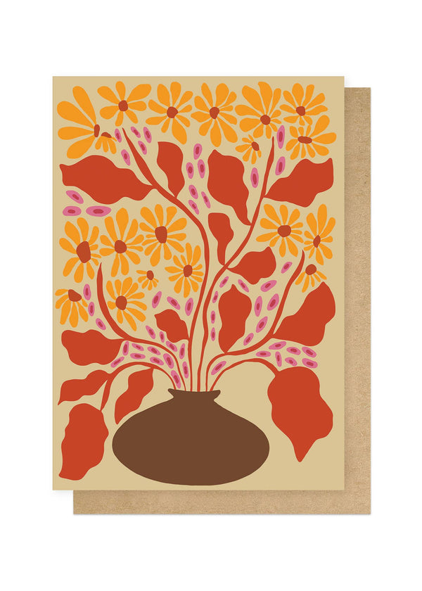 Greeting card with floral design on a beige background