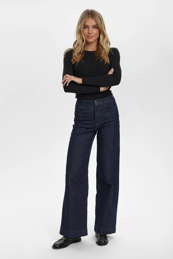 Numph Nuparis Cropped Jeans in Dark Blue Denim