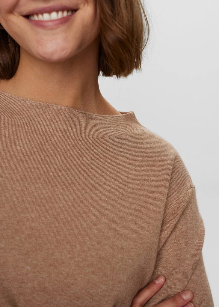 Numph Nucarma Crop Pullover In Sesame Melange