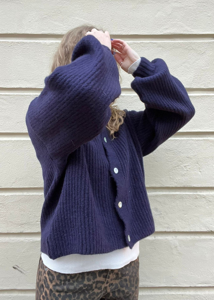 Frida Wool Cardigan in Navy