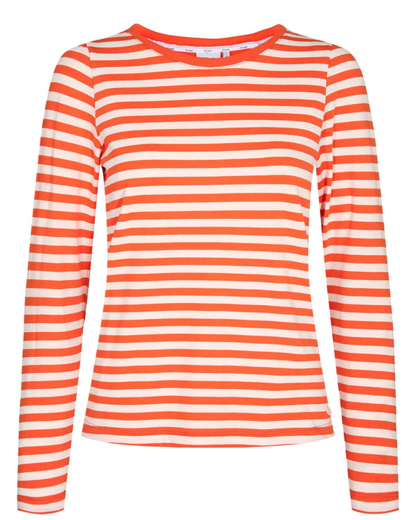 Numph Nudizzy Tee Shirt in Orange Stripes