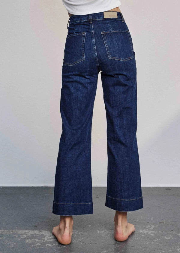 Numph Nuparis Cropped Jeans in Dark Blue Denim