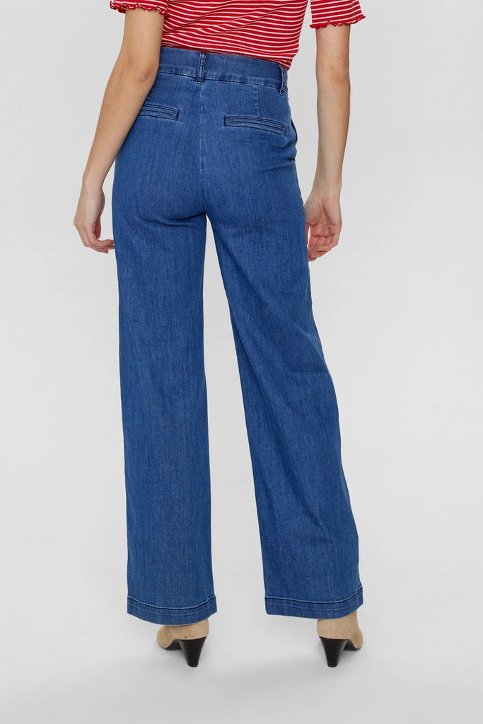 Numph Nuamber Pants In Medium Blue Denim