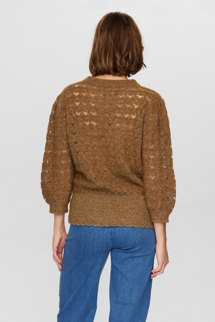 Numph Nurietta Pointelle Pullover in Kangaroo
