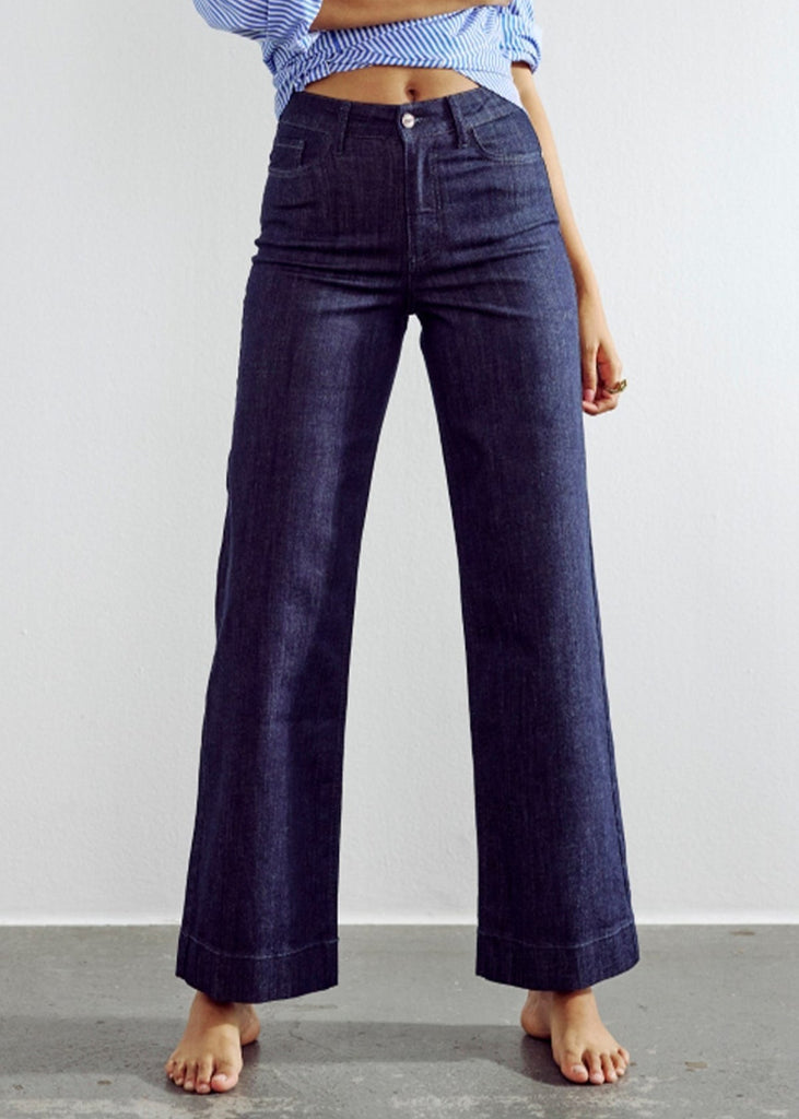 NUPARIS PANT LONG DARK DENIM BLUE - Dark Denim Blue