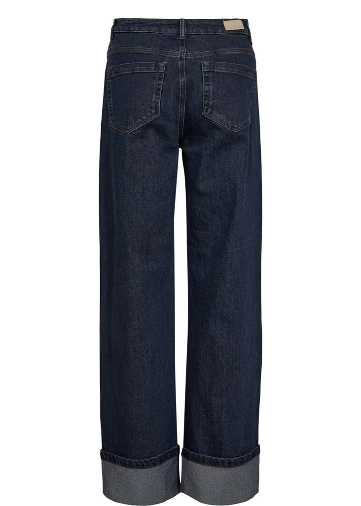 Numph Nutoronto Wide Jeans in Dark Denim Blue