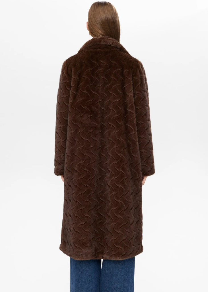 Numph Nuzitta Faux Fur Coat In Black Coffee