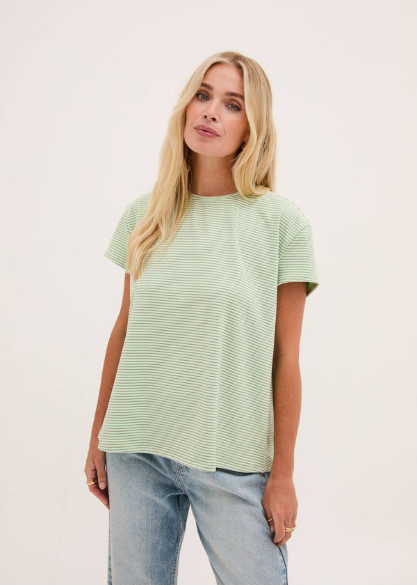 Mimi Stripe Super Soft Top: Mint Green 