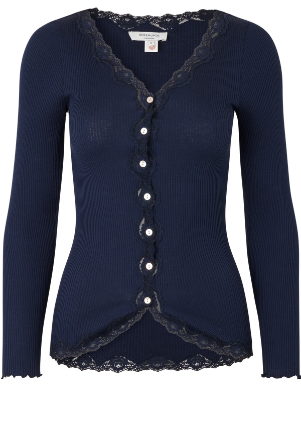 Rosemunde RWBabette Silk Long Sleeve V-neck Lace Cardigan