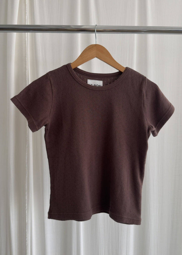 Le Bon Shoppe Pointelle Babe Tee in Chocolate