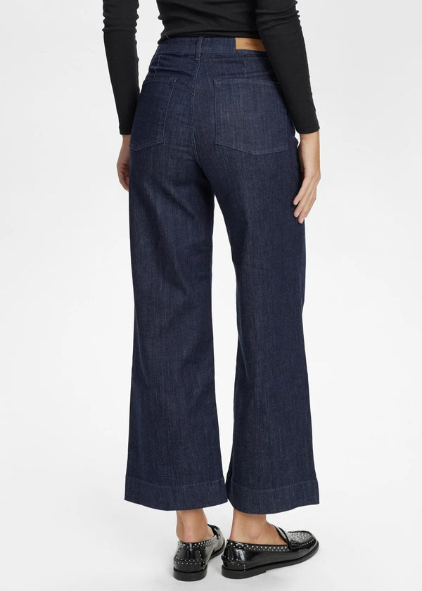 Numph Nuparis Cropped Jeans in Dark Blue Denim