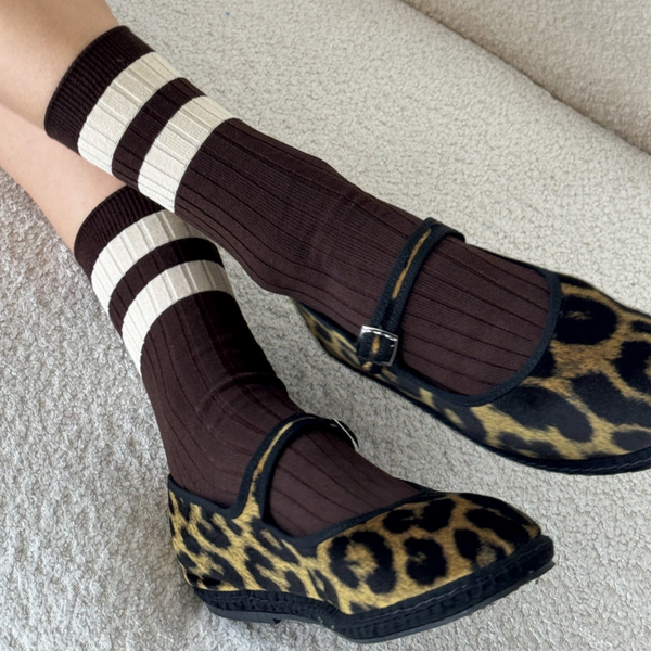 Le Bon Shoppe Varsity Socks in Espresso