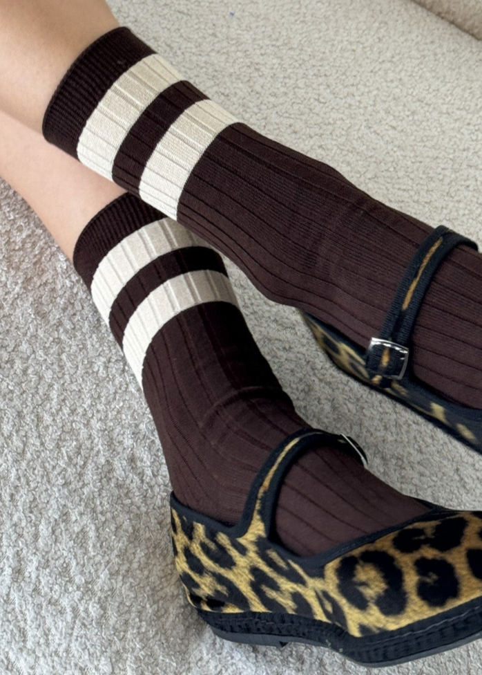 Le Bon Shoppe Varsity Socks in Espresso