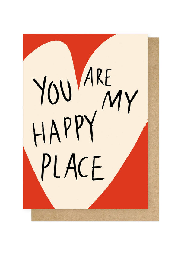Card with heart design and text 'You are my happy place' on a white background