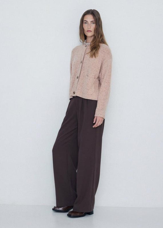 YERSE Chocolate Wide Leg Trousers with Darts