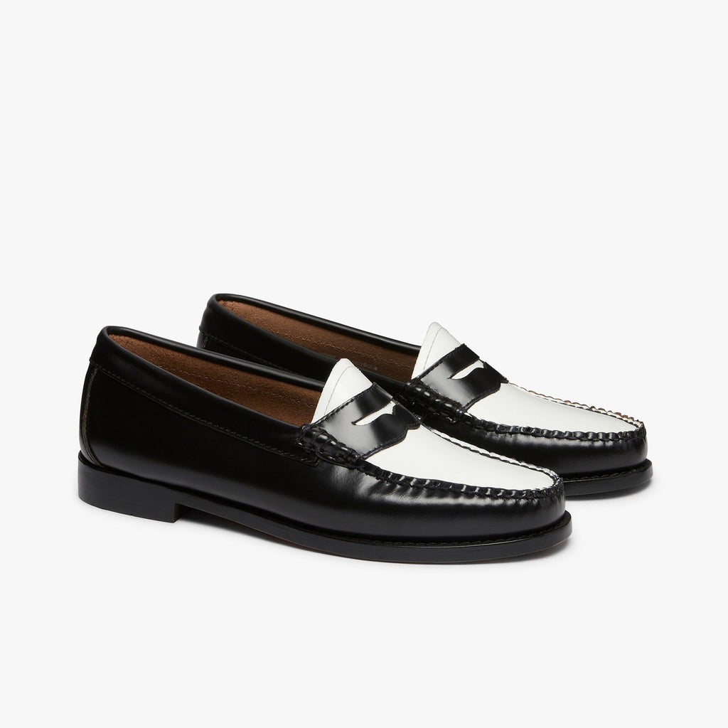 G.H.BASS Weejuns Penny Loafers Black and White Leather