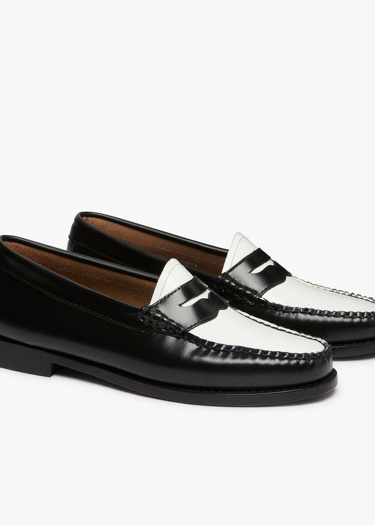 G.H.BASS Weejuns Penny Loafers Black and White Leather