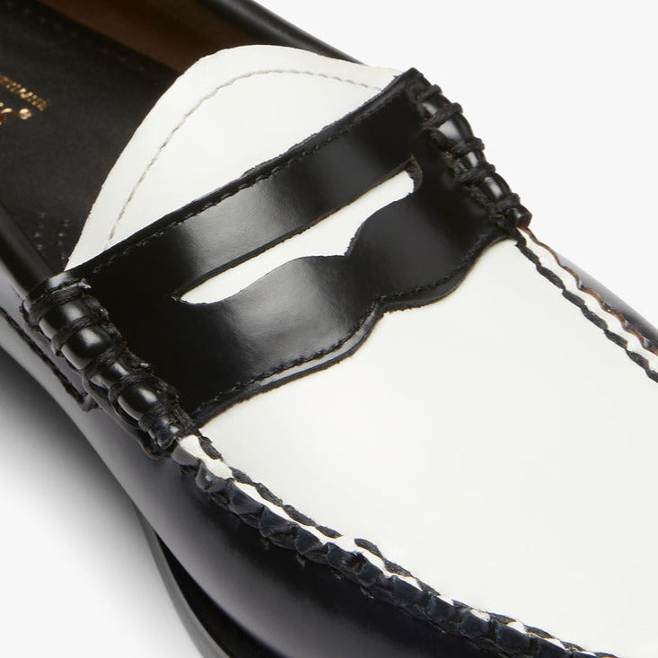 G.H.BASS Weejuns Penny Loafers Black and White Leather