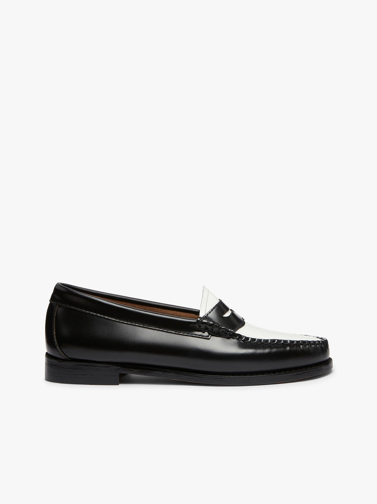 G.H.BASS Weejuns Penny Loafers Black and White Leather