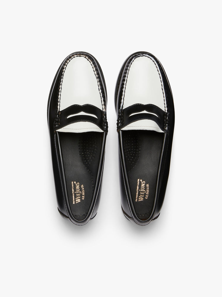 G.H.BASS Weejuns Penny Loafers Black and White Leather