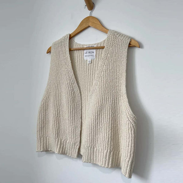 Le Bon Shoppe Granny Cotton Sweater Vest In Natural