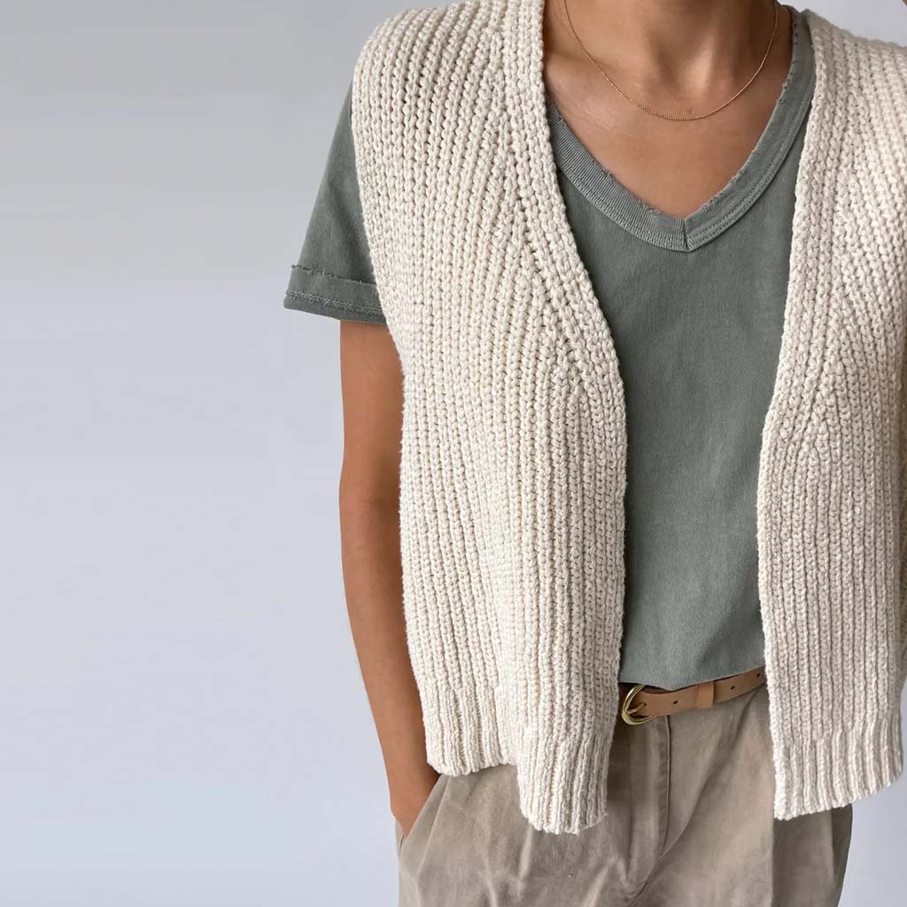 Le Bon Shoppe Granny Cotton Sweater Vest In Natural