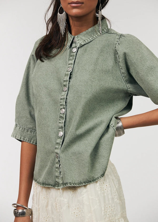 Lollys Laundry Bono Shirt in Dusty Green 