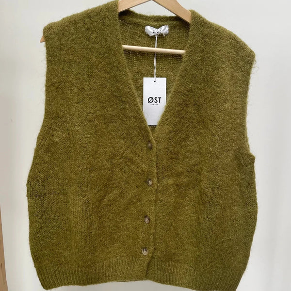 Erika Kid Mohair Vest in Olive