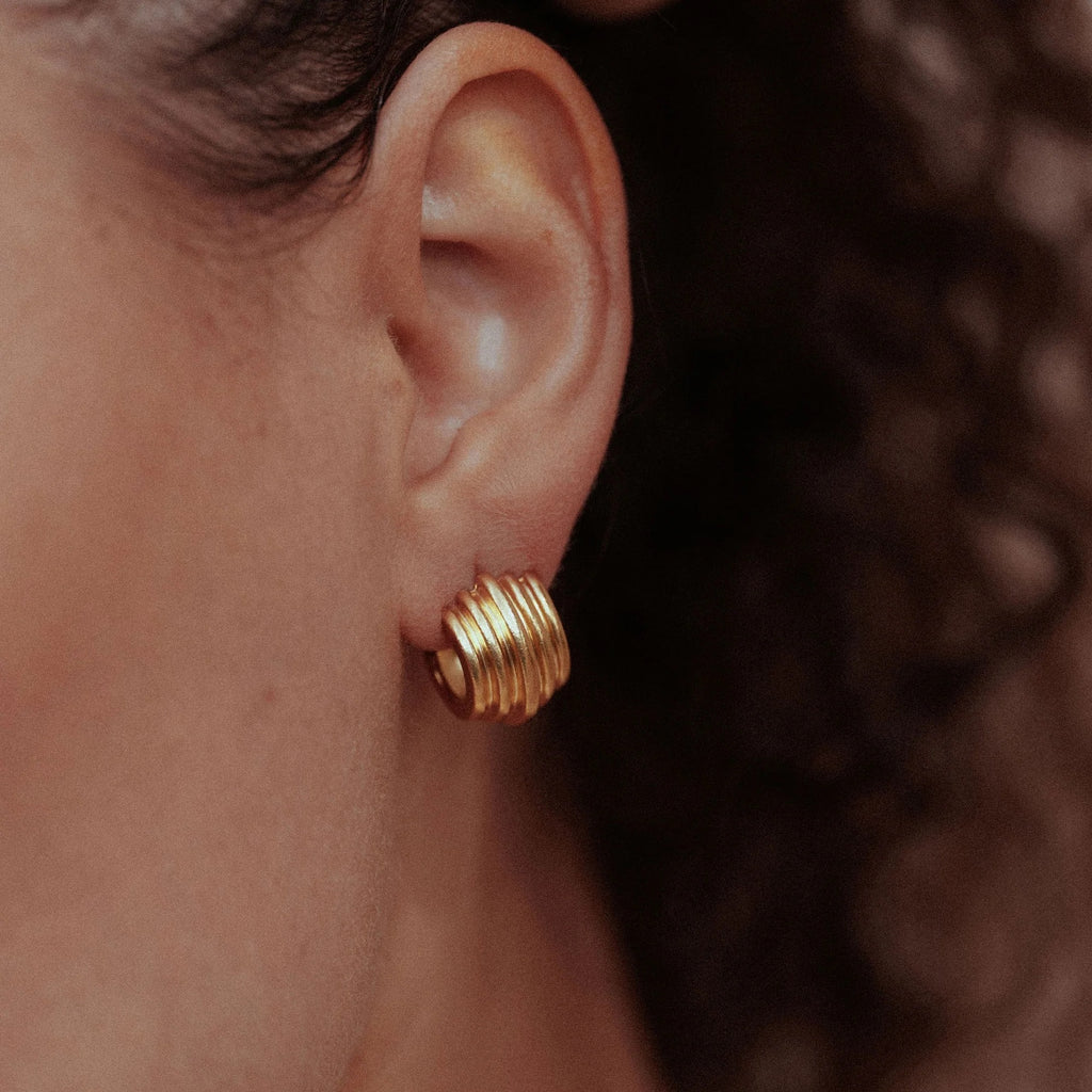 Chunky Ripple Hoop Earrings Cuffs