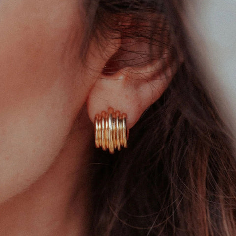 Chunky Ripple Hoop Earrings Cuffs