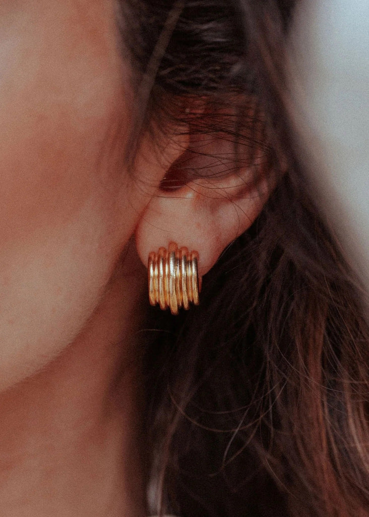 Chunky Ripple Hoop Earrings Cuffs