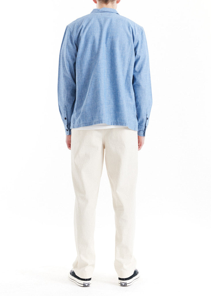 Deus ex Machina Forecourt Denim Long Sleeve Shirt in Indigo Chambray