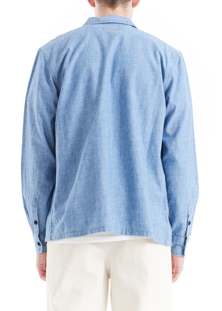 Deus ex Machina Forecourt Denim Long Sleeve Shirt in Indigo Chambray