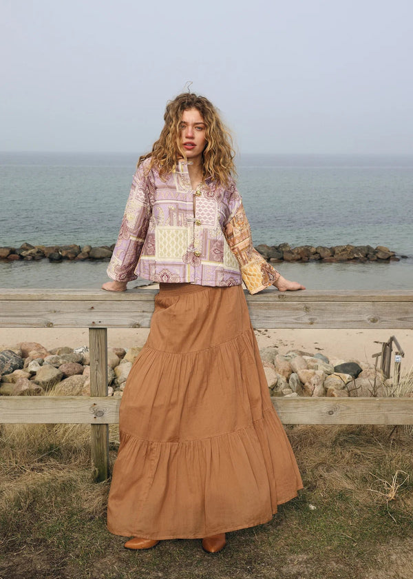 Lolly's Laundry Tiered Maxi Skirt in Camel