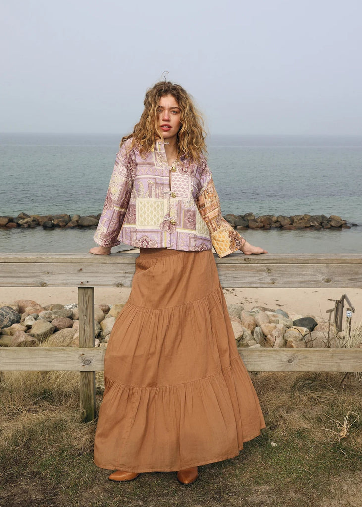 Lolly's Laundry Tiered Maxi Skirt in Camel