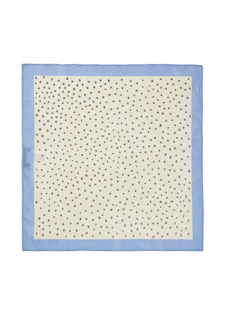Square fabric swatch with a patterned design on a white background