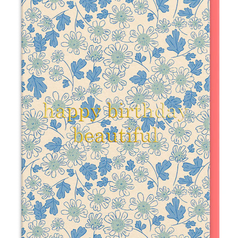Ohh Deer Blue Daisies Happy Birthday Card (A6)