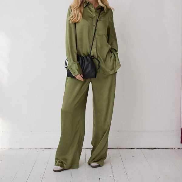 Ebba Khaki Satin Trousers